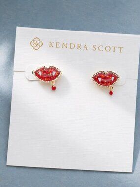 Kendra Scott Vampire Gold Red Lab Grown Opal Stud Earrings